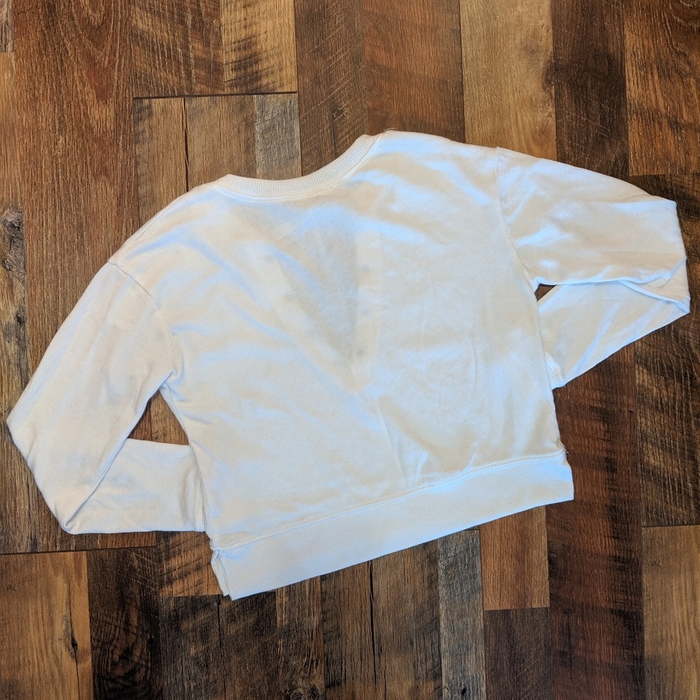 LIGHT CREAM LACE UP CROPPED SWEATSHIRT - Picture 8 of 8